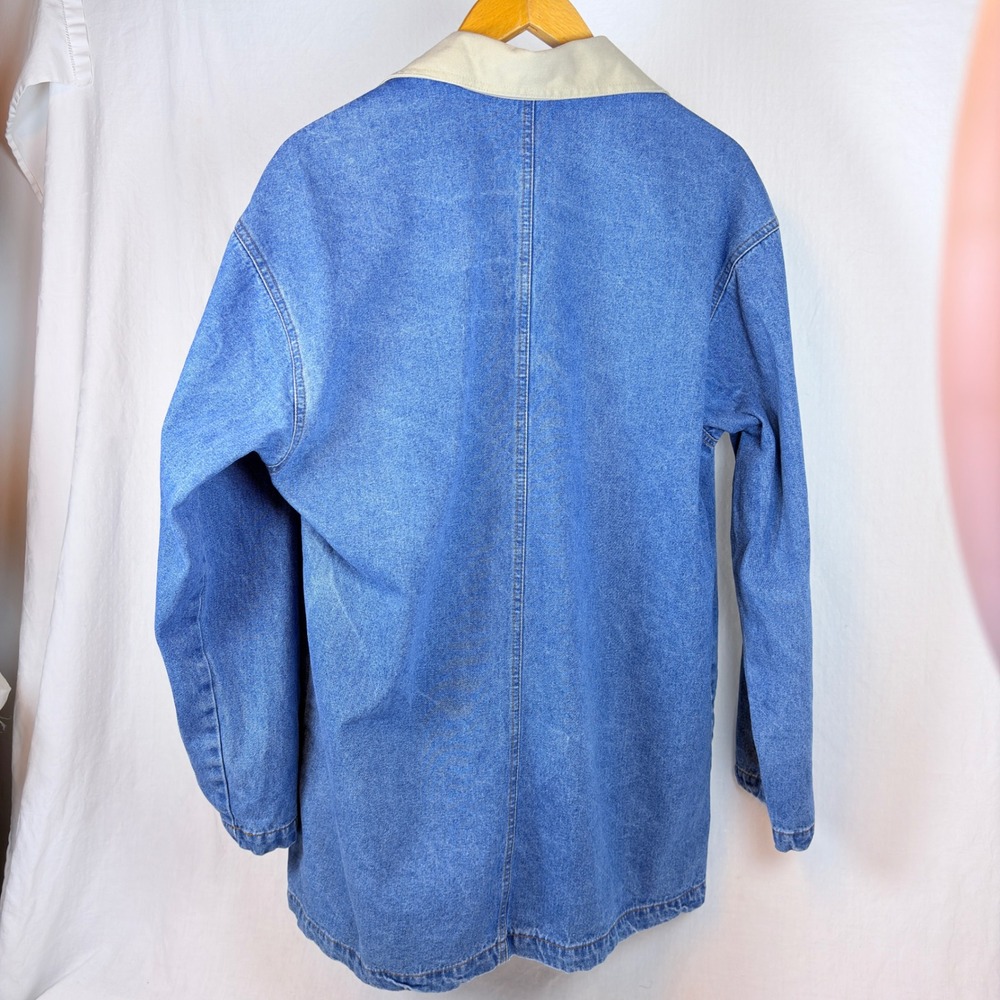 Vtg Casey Coleman Lighthouse Embroidered Denim Chore Field Barn Jacket M/L - Picture 3 of 12